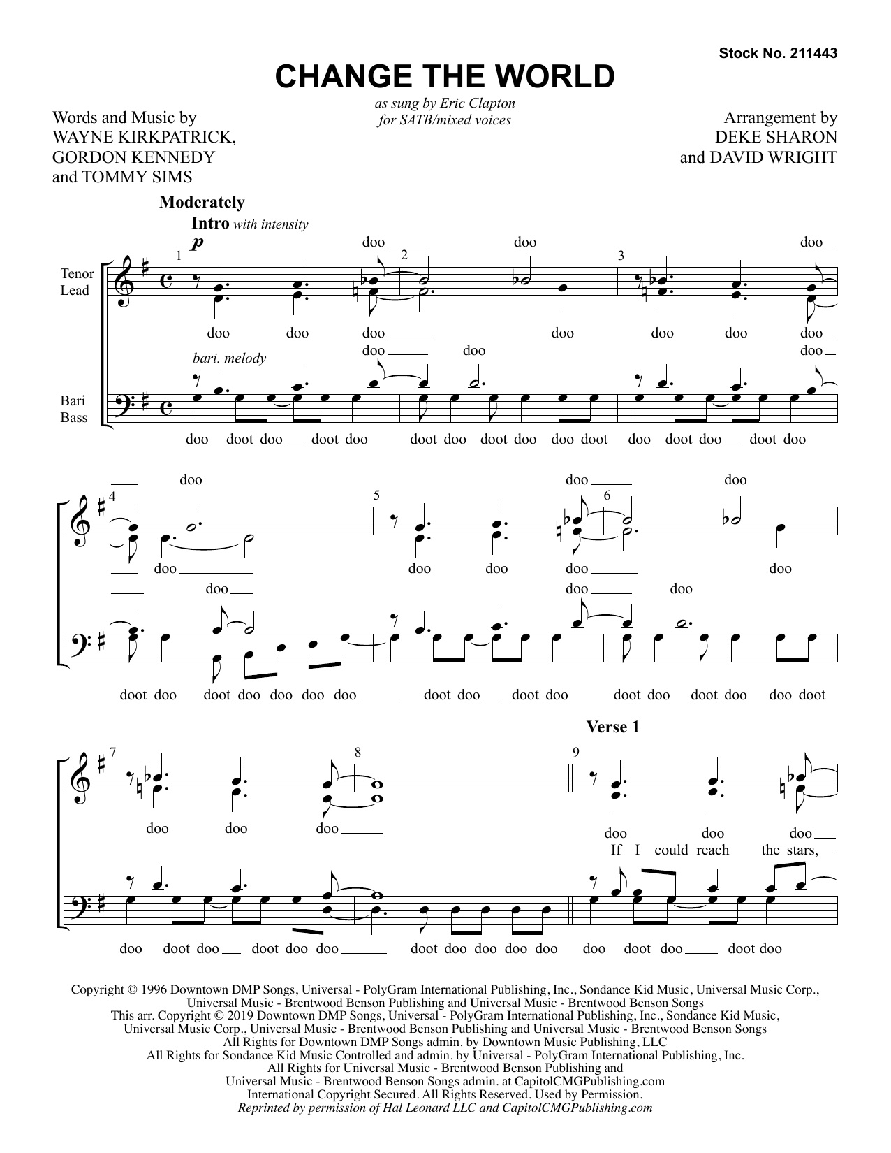 Eric Clapton Change The World (arr. Deke Sharon and David Wright) Sheet Music Notes & Chords for SATB Choir - Download or Print PDF