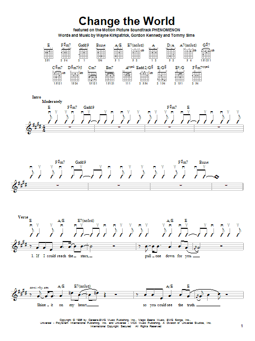Eric Clapton Change The World Sheet Music Notes & Chords for Lyrics & Chords - Download or Print PDF