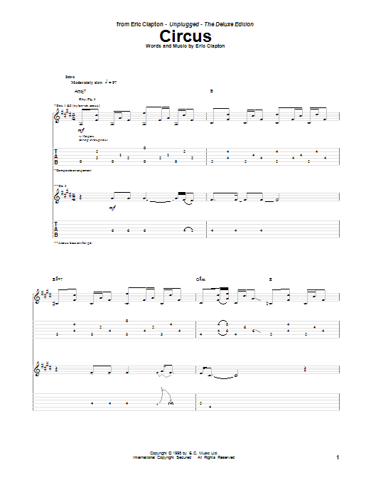Eric Clapton Circus Sheet Music Notes & Chords for Guitar Tab - Download or Print PDF