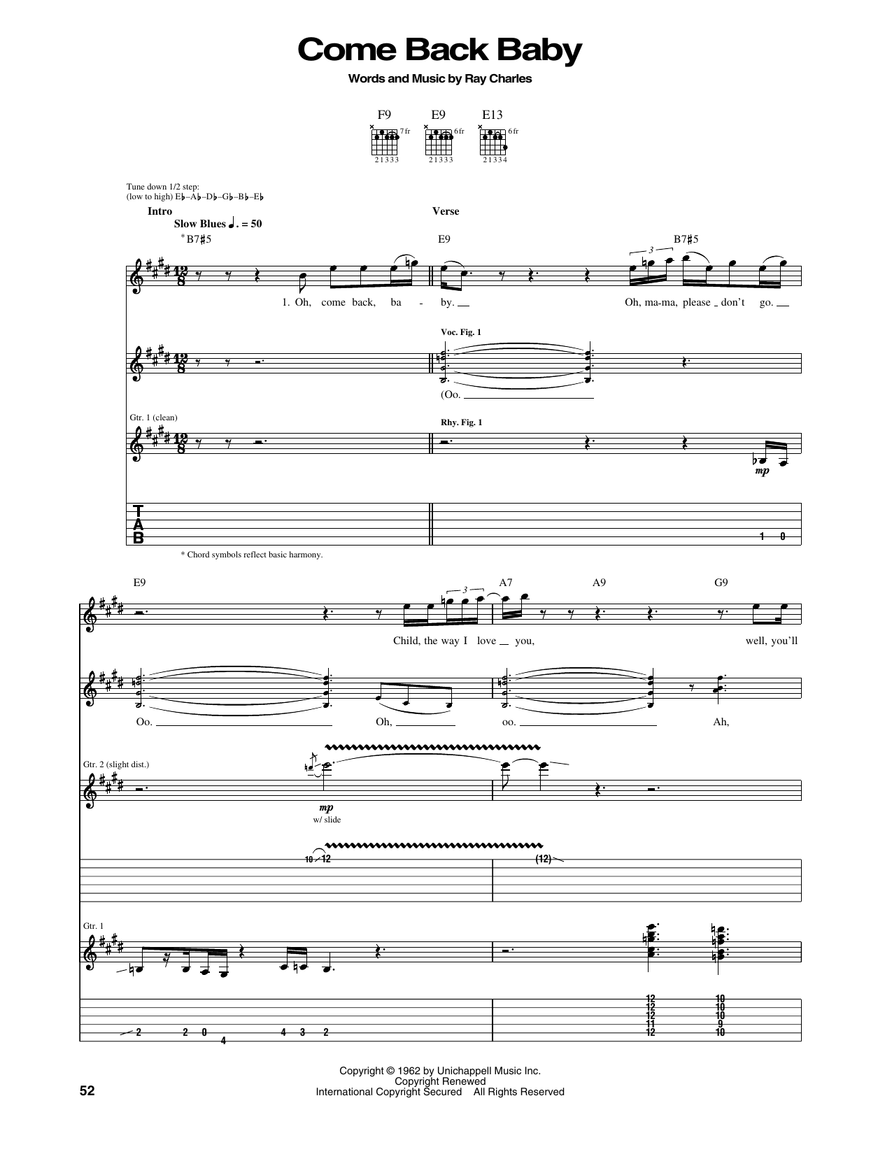 Eric Clapton Come Back Baby Sheet Music Notes & Chords for Guitar Tab - Download or Print PDF