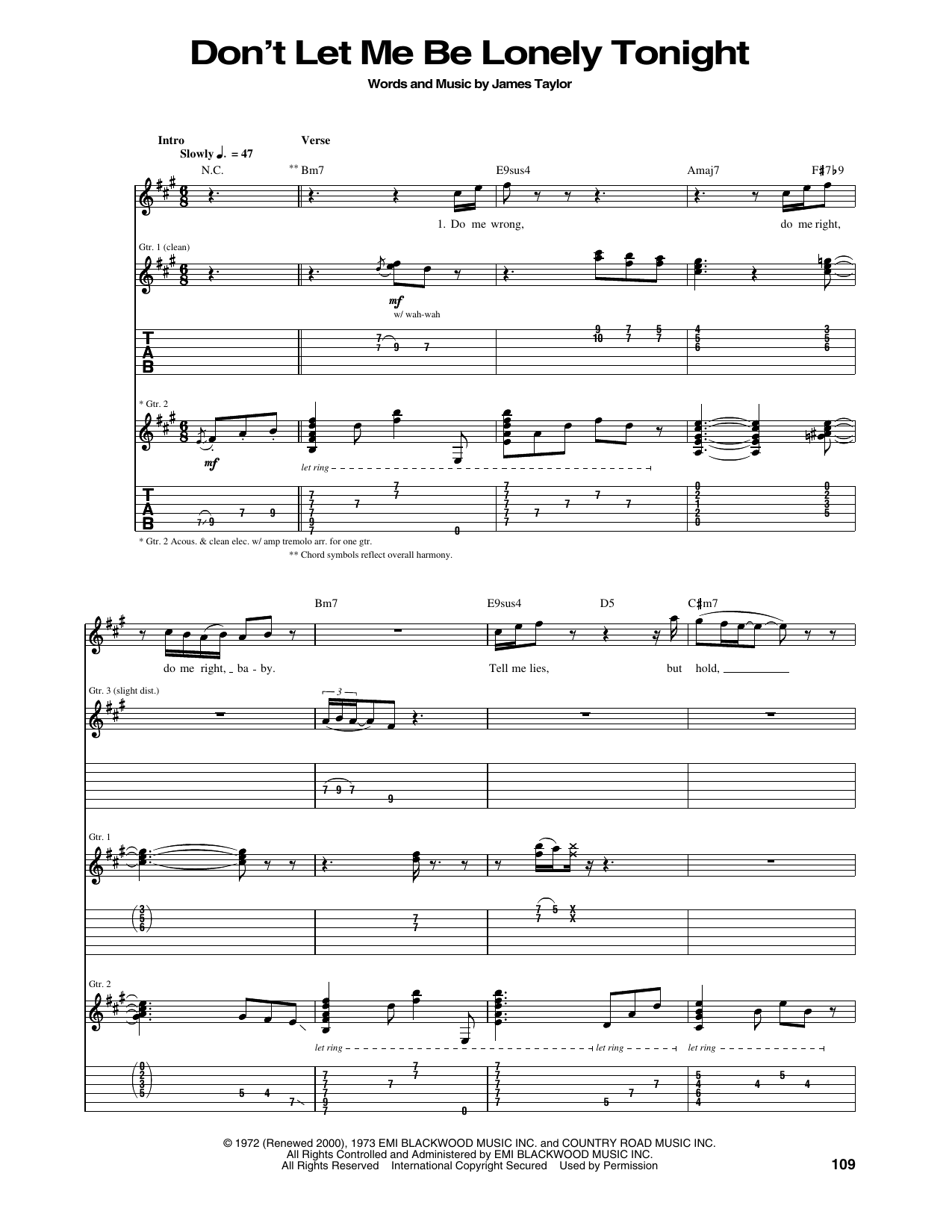 Eric Clapton Don't Let Me Be Lonely Tonight Sheet Music Notes & Chords for Guitar Tab - Download or Print PDF