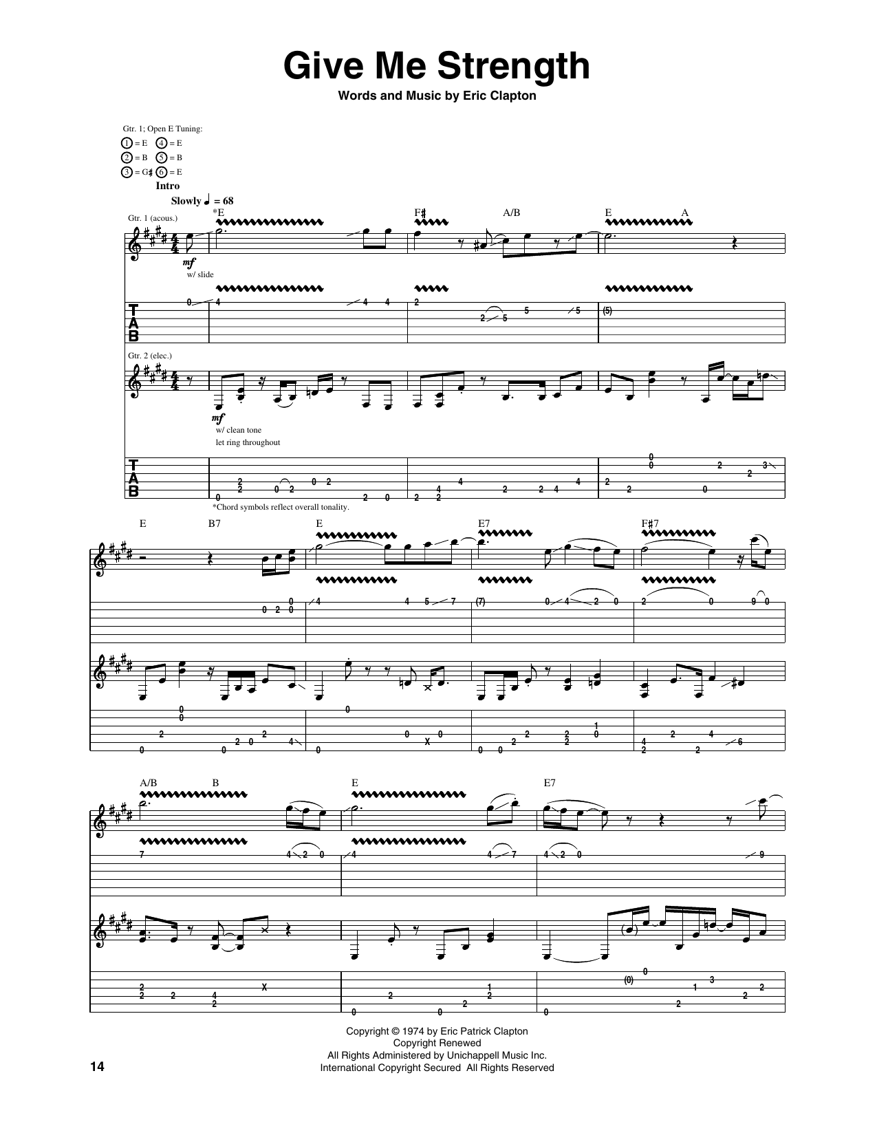 Eric Clapton Give Me Strength Sheet Music Notes & Chords for Guitar Tab - Download or Print PDF
