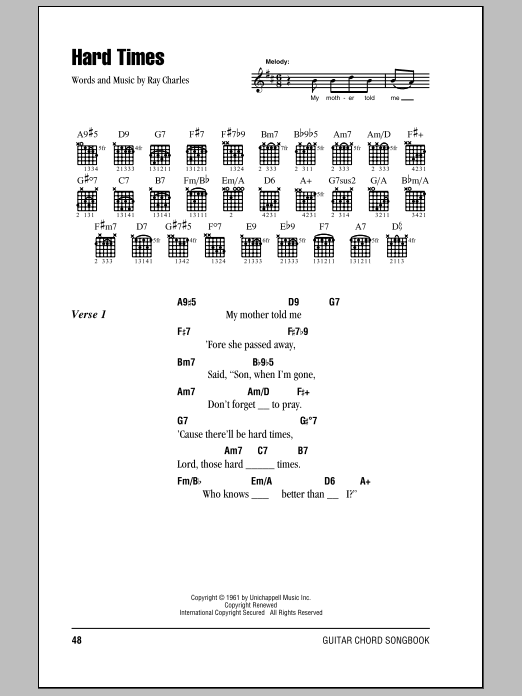 Eric Clapton Hard Times Sheet Music Notes & Chords for Lyrics & Chords - Download or Print PDF