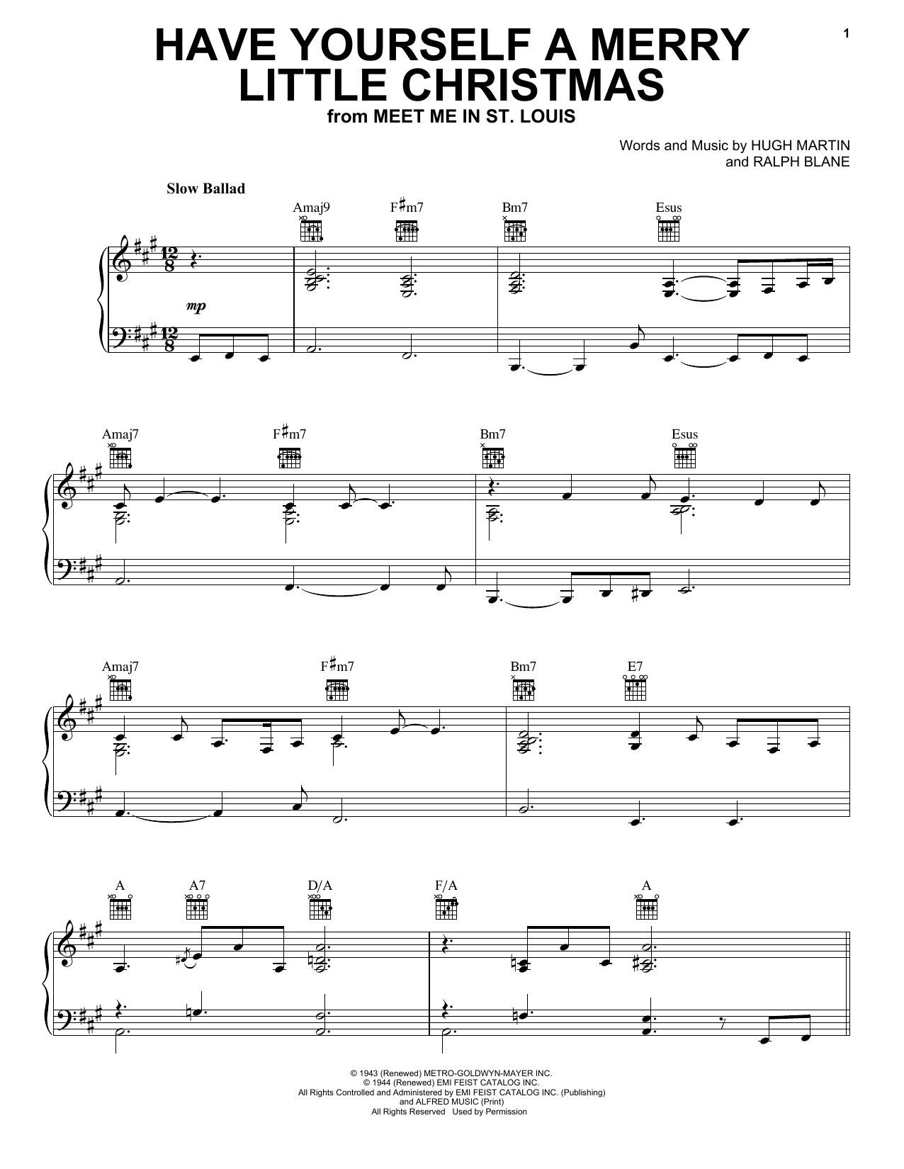 Eric Clapton Have Yourself A Merry Little Christmas Sheet Music Notes & Chords for Piano, Vocal & Guitar (Right-Hand Melody) - Download or Print PDF