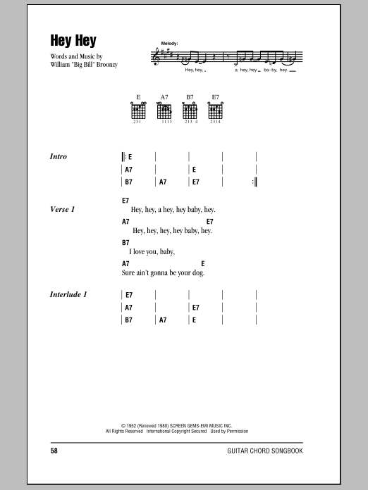 Eric Clapton Hey Hey Sheet Music Notes & Chords for Guitar Tab Play-Along - Download or Print PDF