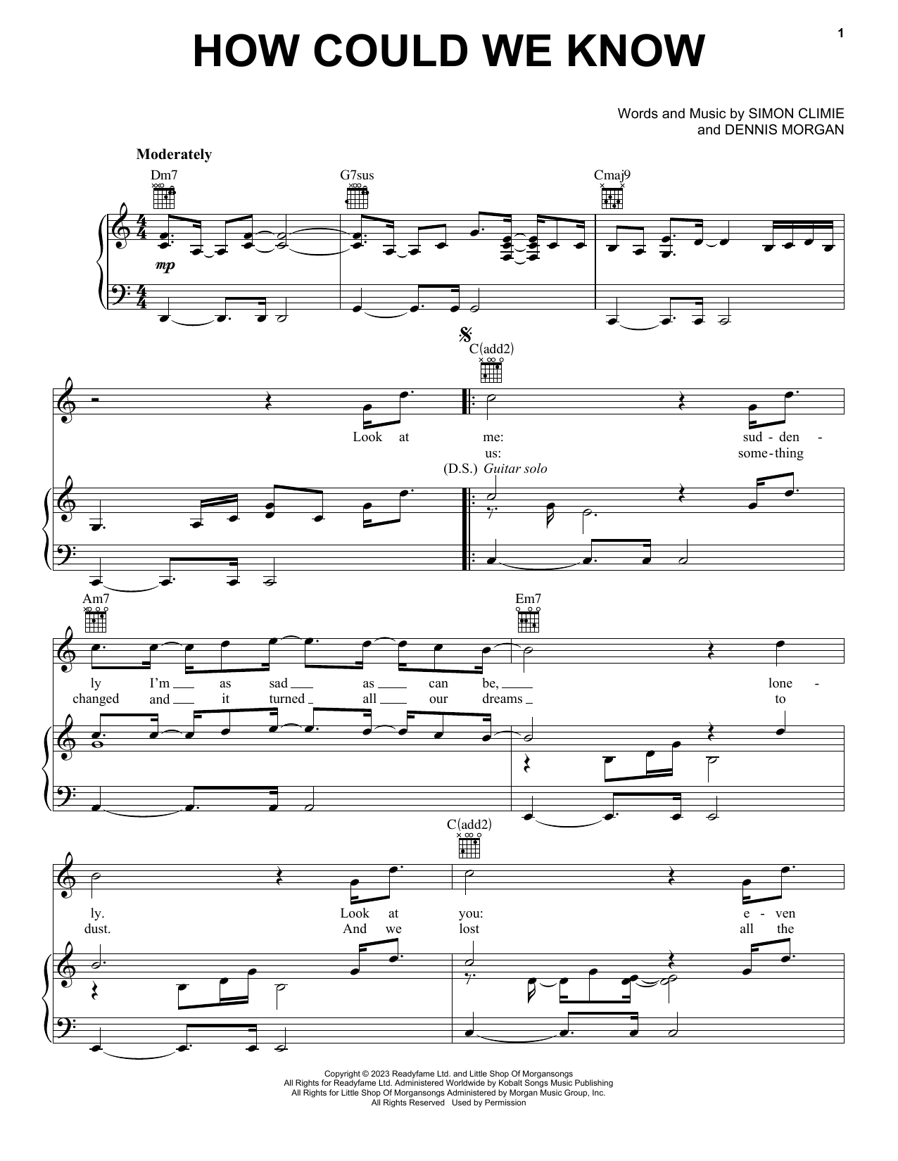 Eric Clapton How Could We Know (feat. Judith Hill, Simon Climie & Daniel Santiago) Sheet Music Notes & Chords for Piano, Vocal & Guitar Chords (Right-Hand Melody) - Download or Print PDF