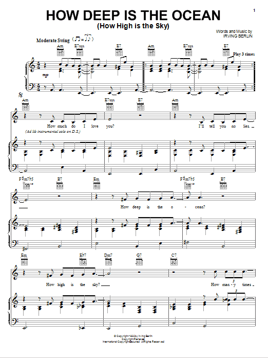 Eric Clapton How Deep Is The Ocean (How High Is The Sky) Sheet Music Notes & Chords for Guitar Tab - Download or Print PDF