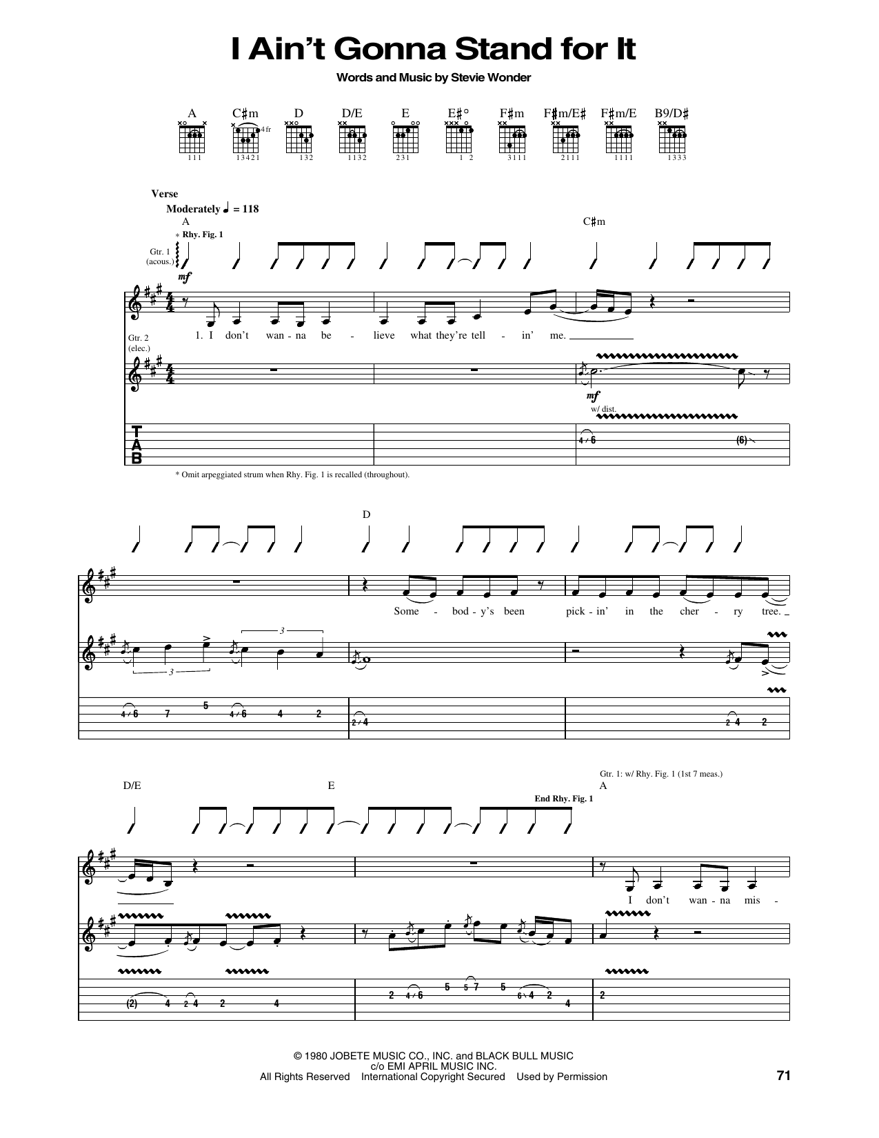 Eric Clapton I Ain't Gonna Stand For It Sheet Music Notes & Chords for Guitar Tab - Download or Print PDF