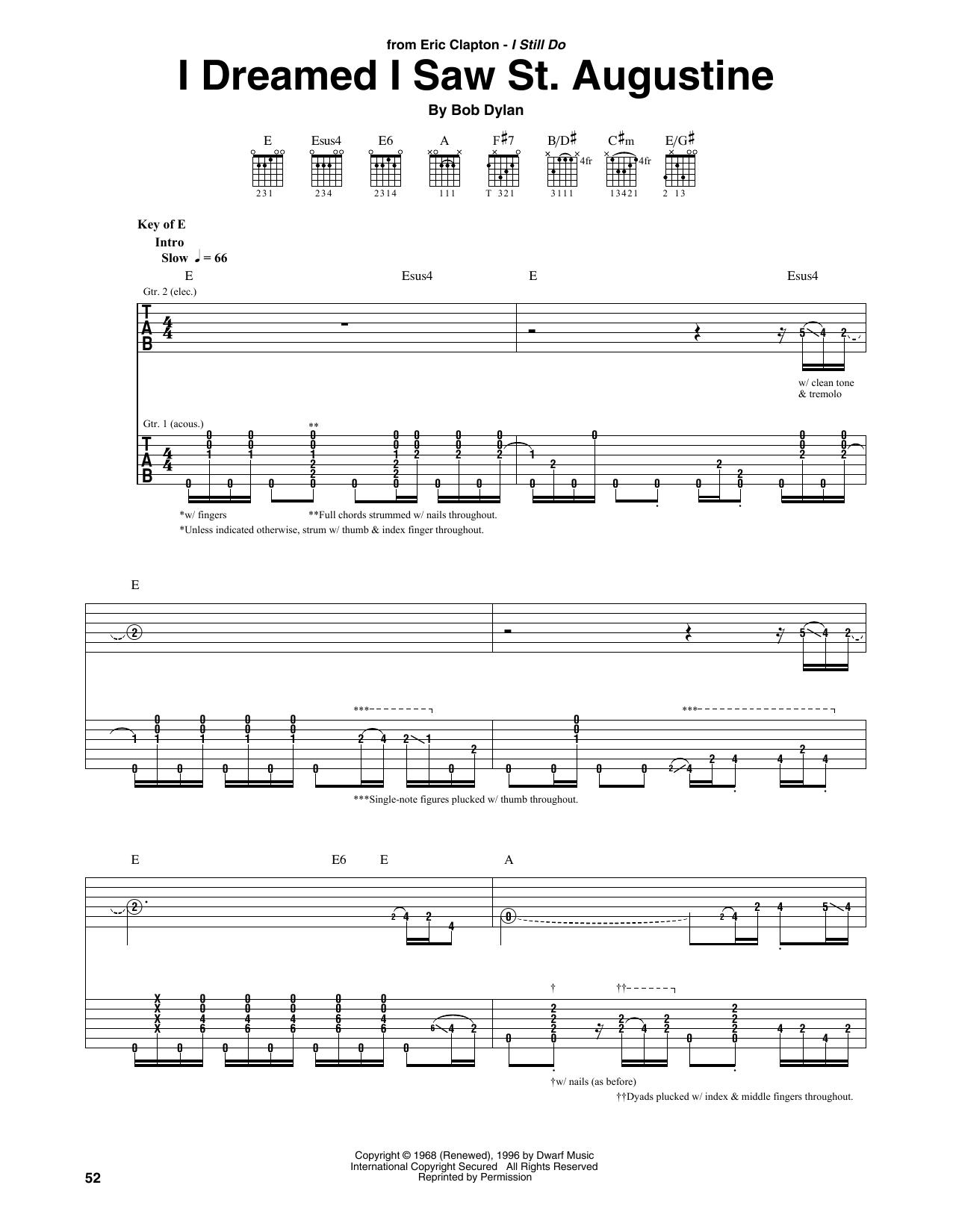 Eric Clapton I Dreamed I Saw St. Augustine Sheet Music Notes & Chords for Guitar Tab - Download or Print PDF Eric Clapton I Dreamed I Saw St. Augustine Sheet Music Notes & Chords for Guitar Tab - Download or Print PDF
