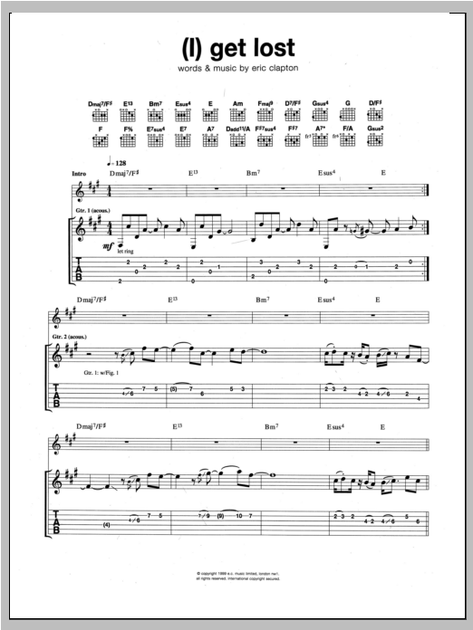 Eric Clapton (I) Get Lost Sheet Music Notes & Chords for Guitar Tab - Download or Print PDF