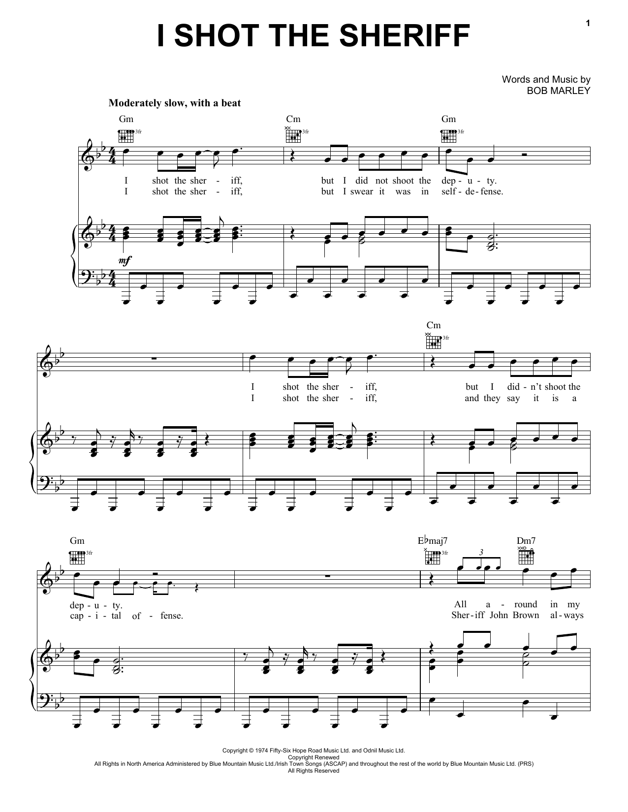 Eric Clapton I Shot The Sheriff Sheet Music Notes & Chords for Guitar with strumming patterns - Download or Print PDF