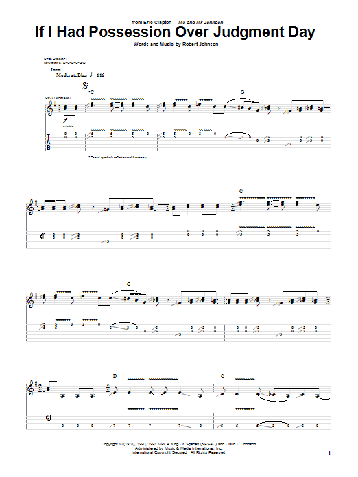 Eric Clapton If I Had Possession Over Judgment Day Sheet Music Notes & Chords for Guitar Tab - Download or Print PDF