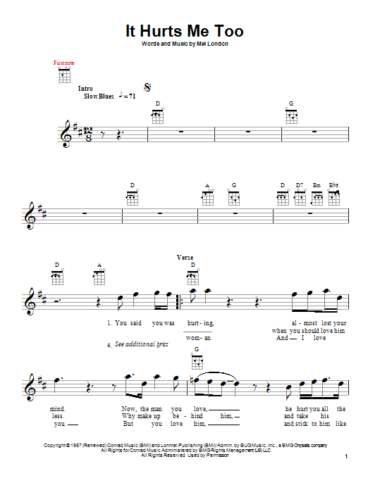 Eric Clapton It Hurts Me Too Sheet Music Notes & Chords for Lyrics & Chords - Download or Print PDF