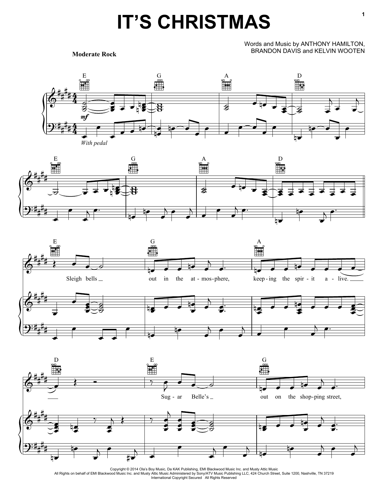 Eric Clapton It's Christmas Sheet Music Notes & Chords for Piano, Vocal & Guitar (Right-Hand Melody) - Download or Print PDF