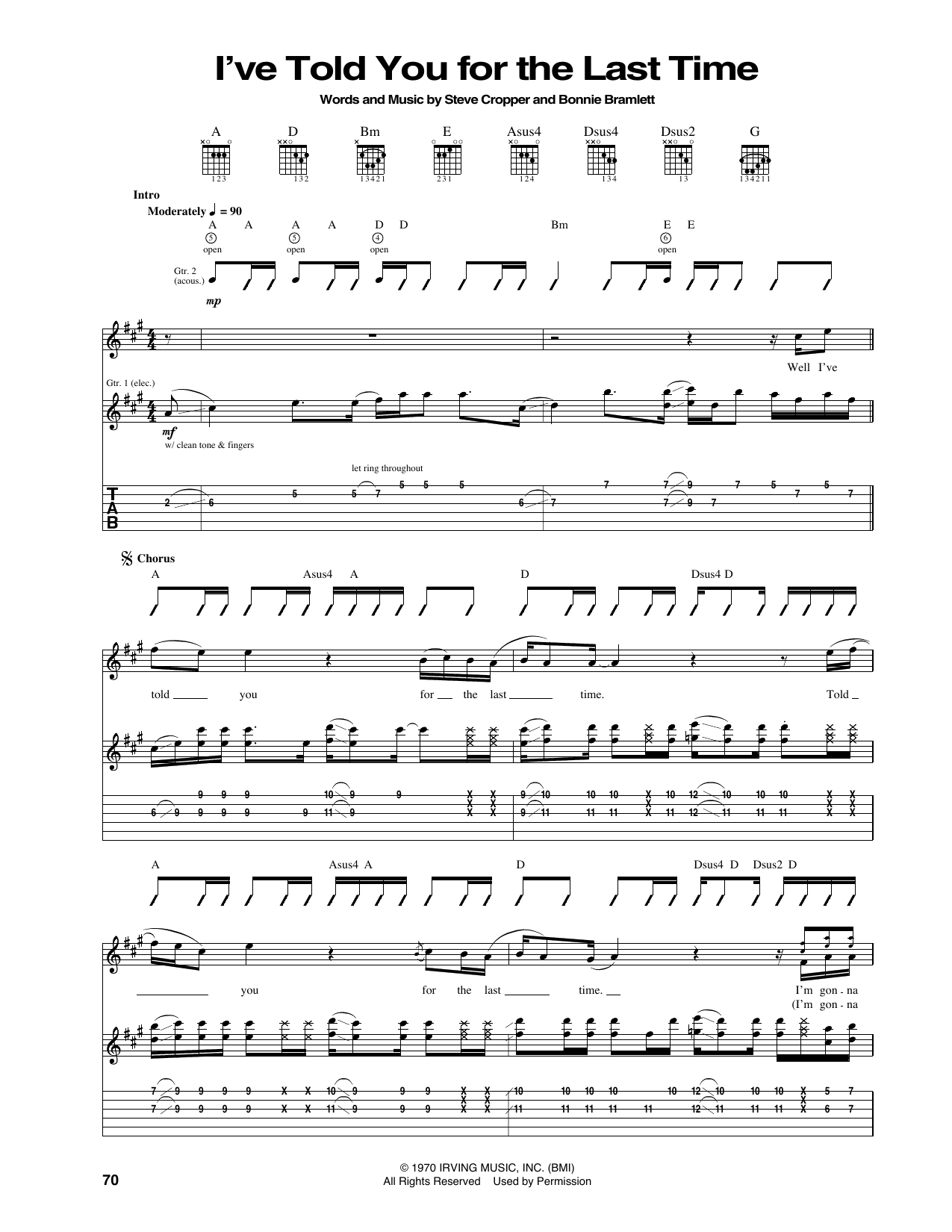 Eric Clapton I've Told You For The Last Time Sheet Music Notes & Chords for Guitar Tab - Download or Print PDF