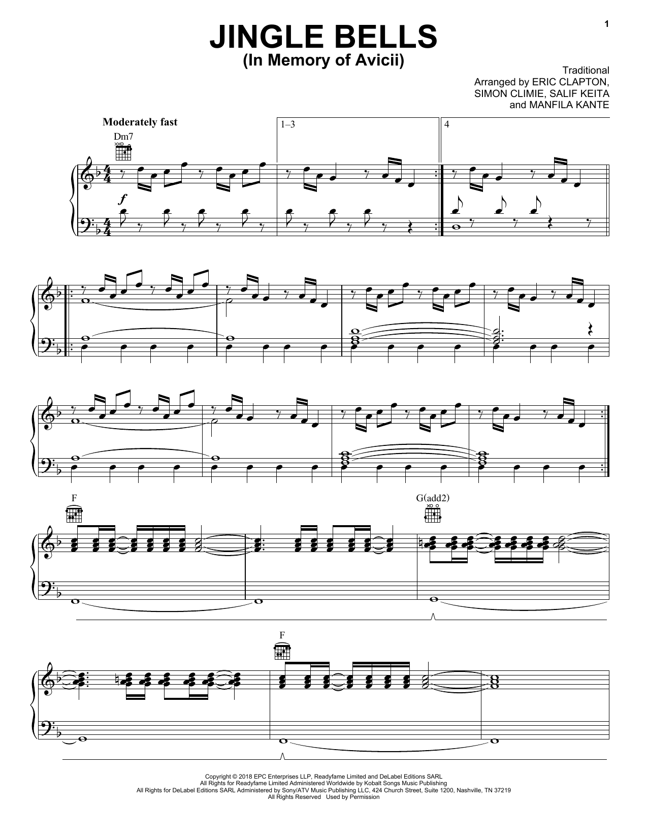 Eric Clapton Jingle Bells (In Memory Of Avicii) Sheet Music Notes & Chords for Piano Solo - Download or Print PDF
