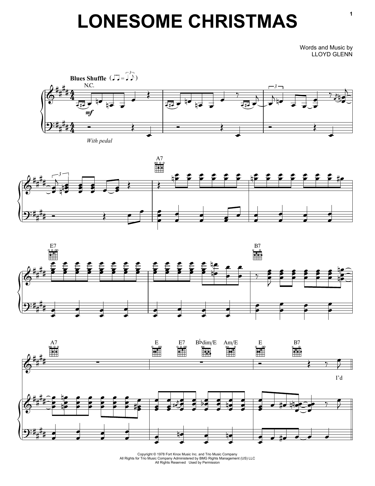 Eric Clapton Lonesome Christmas Sheet Music Notes & Chords for Piano, Vocal & Guitar (Right-Hand Melody) - Download or Print PDF