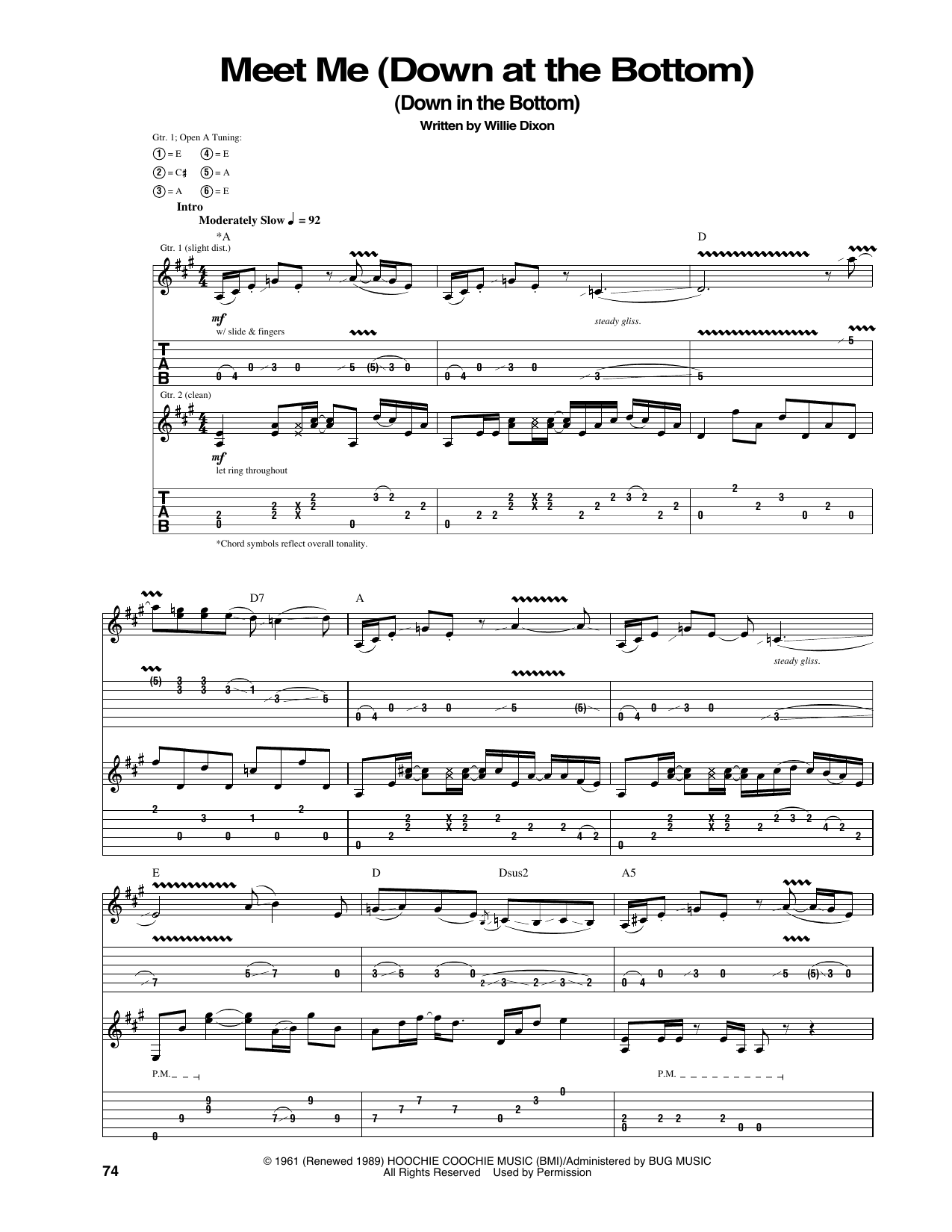 Eric Clapton Meet Me (Down At The Bottom) (Down In The Bottom) Sheet Music Notes & Chords for Guitar Tab - Download or Print PDF