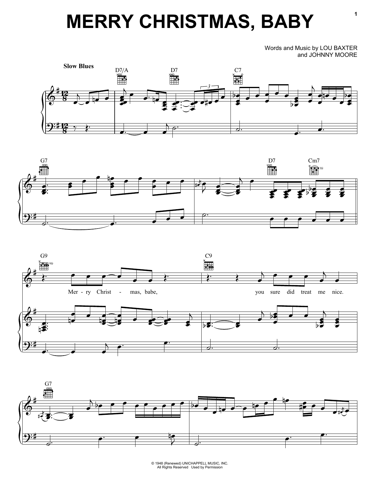 Eric Clapton Merry Christmas, Baby Sheet Music Notes & Chords for Piano, Vocal & Guitar (Right-Hand Melody) - Download or Print PDF