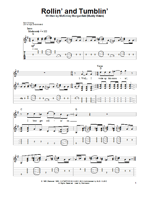 Eric Clapton Rollin' And Tumblin' Sheet Music Notes & Chords for Guitar Tab Play-Along - Download or Print PDF