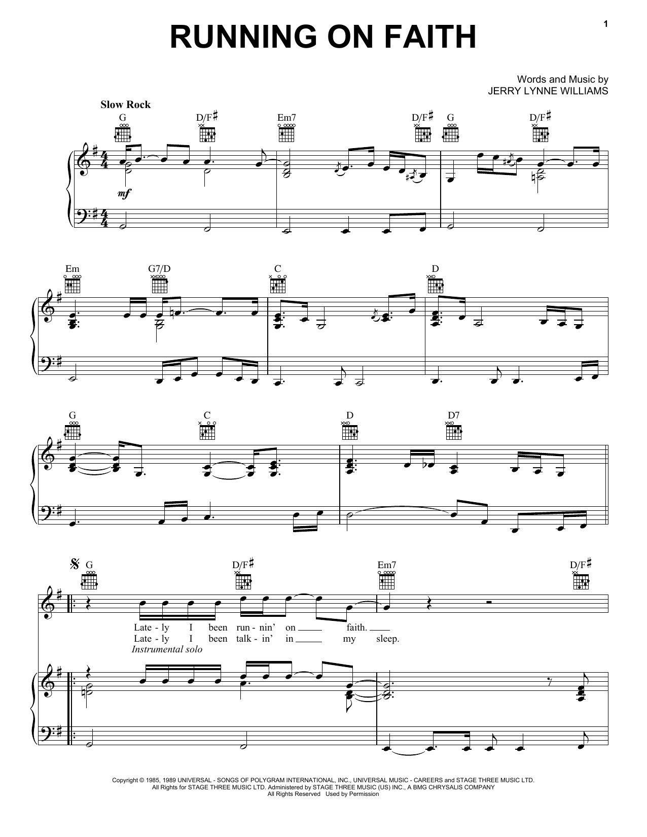 Eric Clapton Running On Faith Sheet Music Notes & Chords for Easy Piano - Download or Print PDF