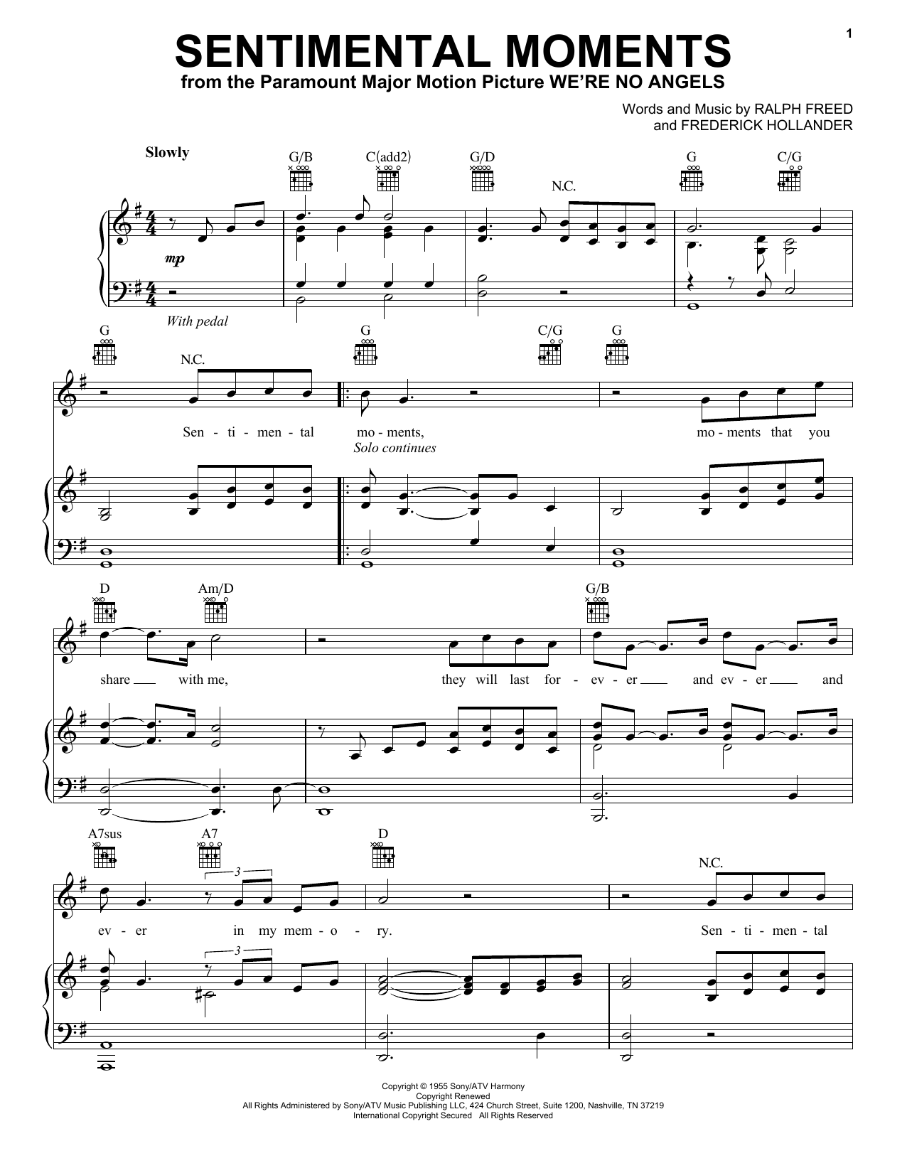Eric Clapton Sentimental Moments Sheet Music Notes & Chords for Piano, Vocal & Guitar (Right-Hand Melody) - Download or Print PDF