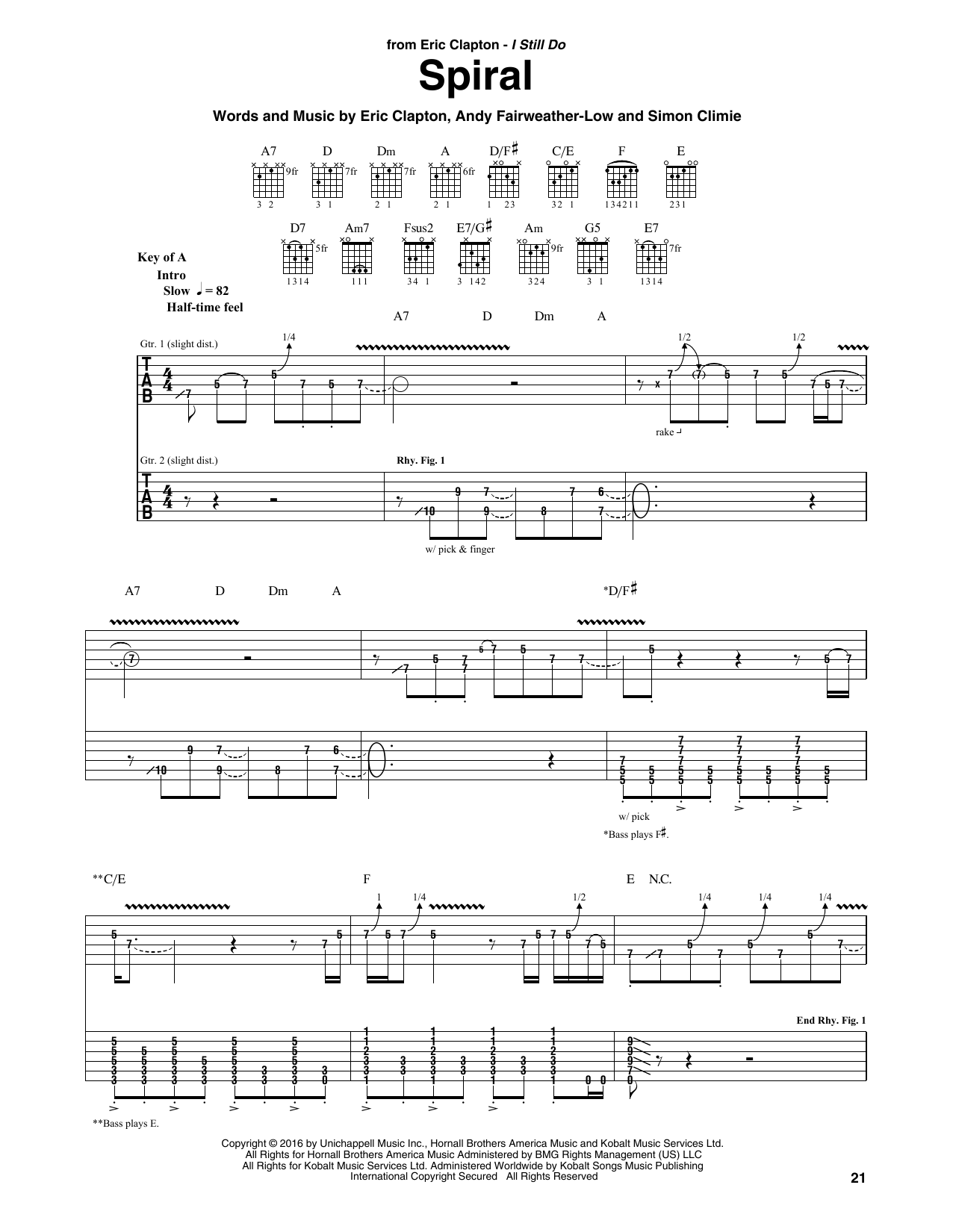 Eric Clapton Spiral Sheet Music Notes & Chords for Guitar Tab - Download or Print PDF