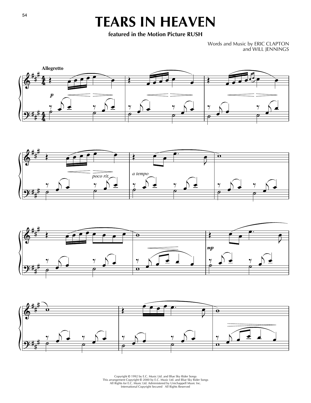 Eric Clapton Tears In Heaven (from Rush) (arr. Phillip Keveren) Sheet Music Notes & Chords for Piano Solo - Download or Print PDF