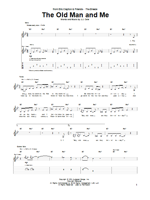 Eric Clapton The Old Man And Me Sheet Music Notes & Chords for Guitar Tab - Download or Print PDF