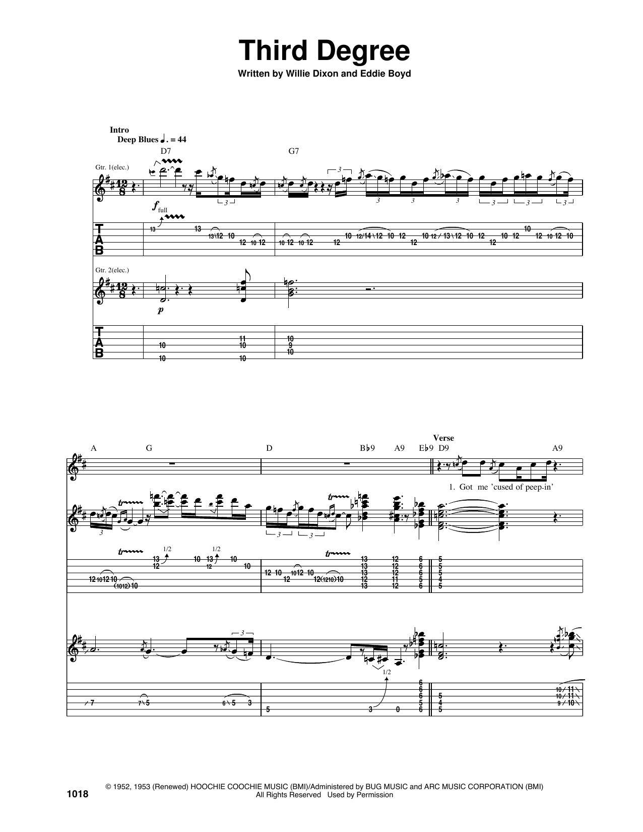 Eric Clapton Third Degree Sheet Music Notes & Chords for Guitar Tab - Download or Print PDF