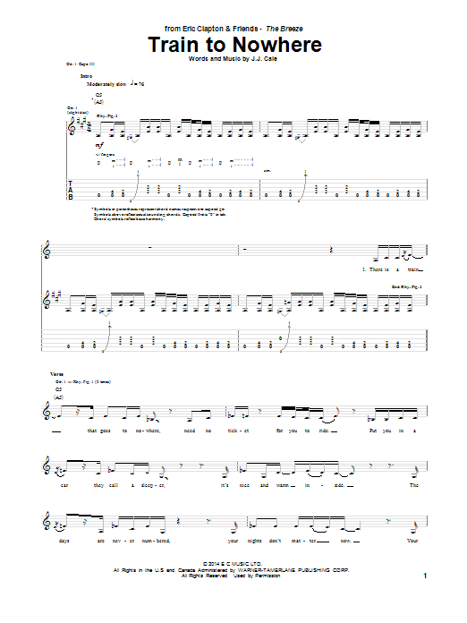 Eric Clapton Train To Nowhere Sheet Music Notes & Chords for Guitar Tab - Download or Print PDF