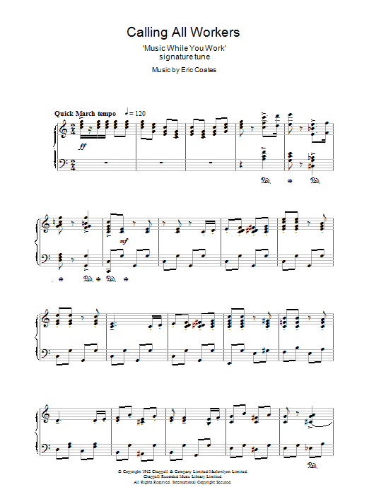 Eric Coates Calling All Workers Sheet Music Notes & Chords for Piano - Download or Print PDF