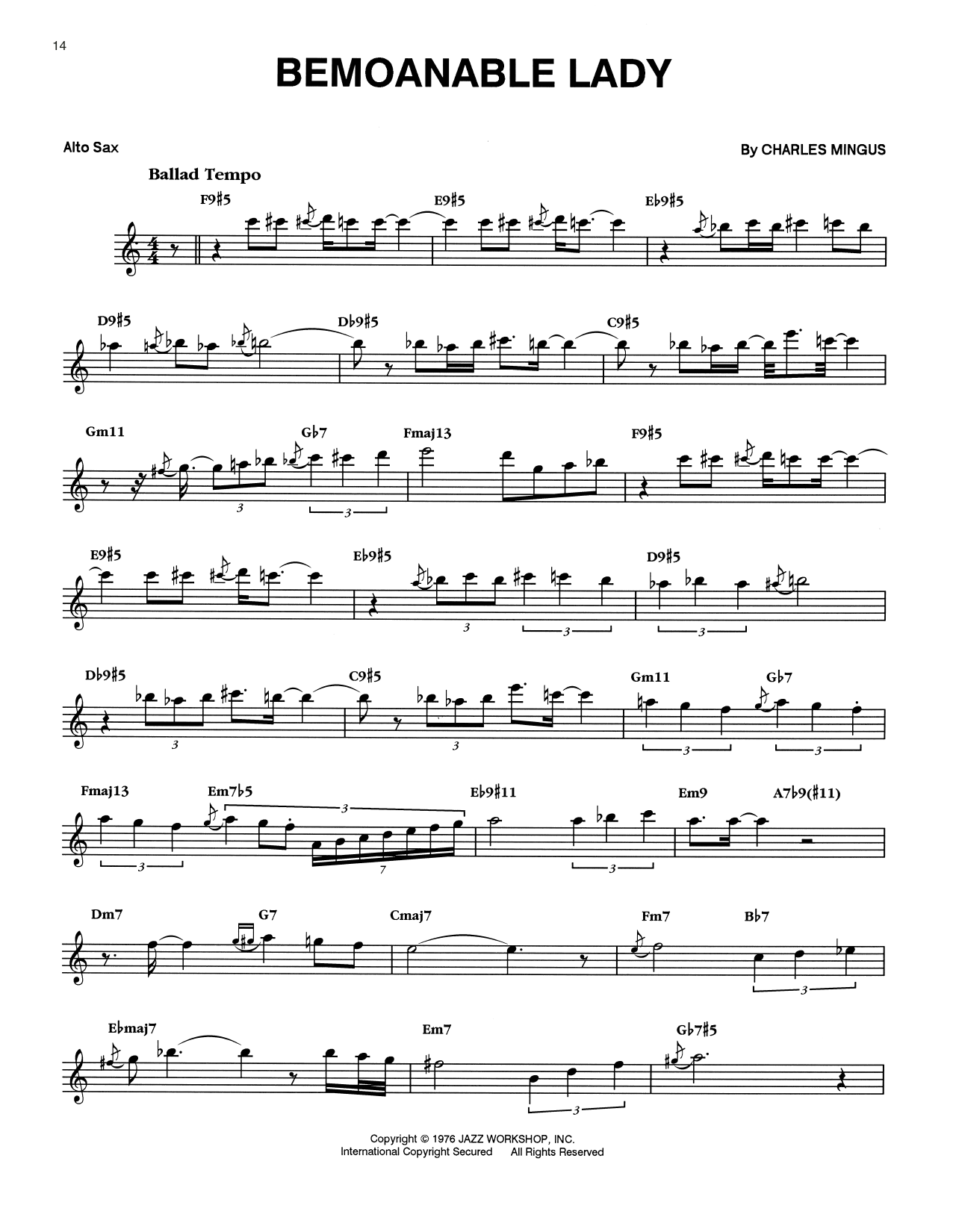 Eric Dolphy Bemoanable Lady Sheet Music Notes & Chords for Alto Sax Transcription - Download or Print PDF Eric Dolphy Bemoanable Lady Sheet Music Notes & Chords for Alto Sax Transcription - Download or Print PDF
