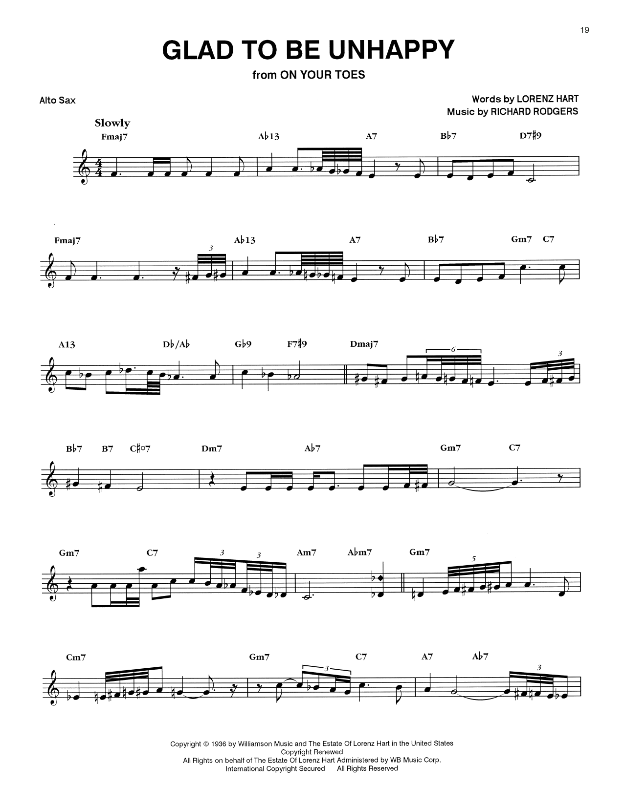 Eric Dolphy Glad To Be Unhappy Sheet Music Notes & Chords for Alto Sax Transcription - Download or Print PDF Eric Dolphy Glad To Be Unhappy Sheet Music Notes & Chords for Alto Sax Transcription - Download or Print PDF