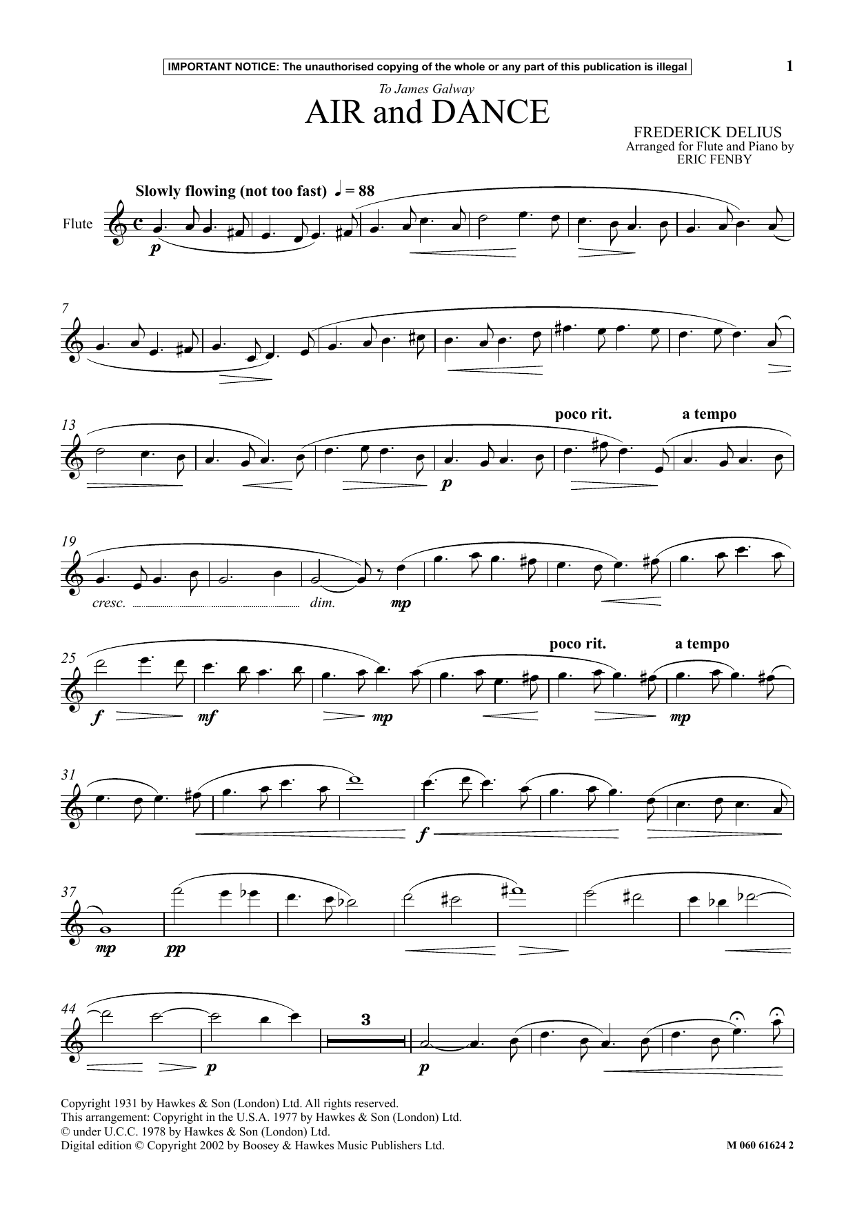 Eric Fenby Air And Dance Sheet Music Notes & Chords for Instrumental Solo - Download or Print PDF