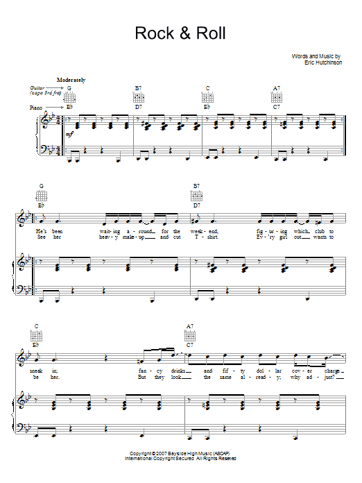 Eric Hutchinson Rock & Roll Sheet Music Notes & Chords for Ukulele with strumming patterns - Download or Print PDF