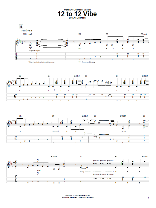 Eric Johnson 12 To 12 Vibe Sheet Music Notes & Chords for Guitar Tab - Download or Print PDF