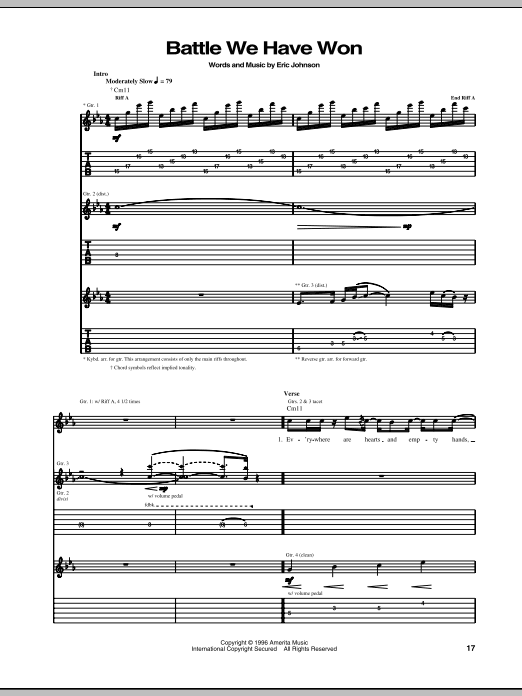 Eric Johnson Battle We Have Won Sheet Music Notes & Chords for Guitar Tab - Download or Print PDF