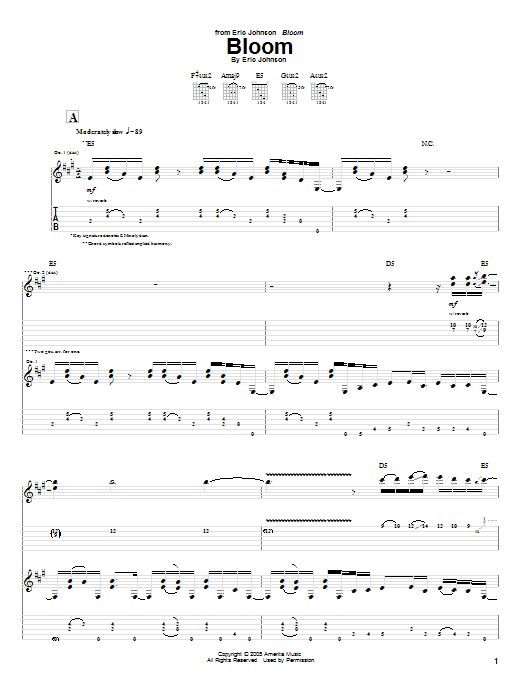 Eric Johnson Bloom Sheet Music Notes & Chords for Guitar Tab Play-Along - Download or Print PDF