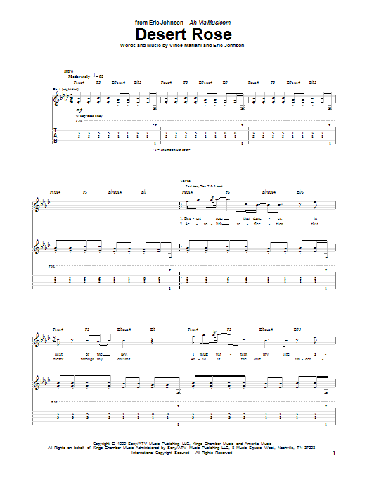 Eric Johnson Desert Rose Sheet Music Notes & Chords for Guitar Tab - Download or Print PDF