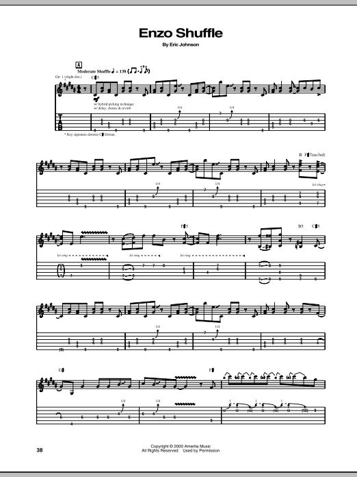 Eric Johnson Enzo Shuffle Sheet Music Notes & Chords for Guitar Tab - Download or Print PDF