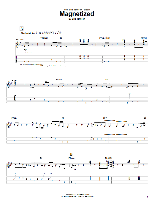 Eric Johnson Magnetized Sheet Music Notes & Chords for Guitar Tab - Download or Print PDF