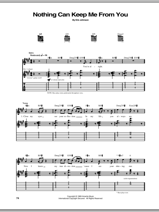 Eric Johnson Nothing Can Keep Me From You Sheet Music Notes & Chords for Guitar Tab - Download or Print PDF