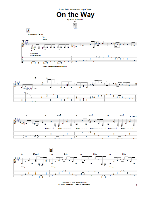 Eric Johnson On The Way Sheet Music Notes & Chords for Guitar Tab - Download or Print PDF