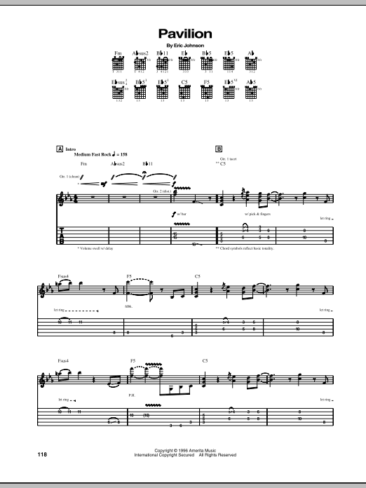 Eric Johnson Pavilion Sheet Music Notes & Chords for Guitar Tab - Download or Print PDF