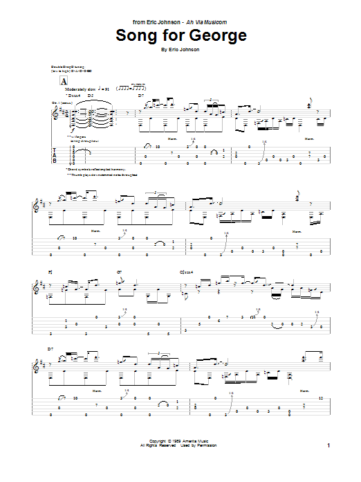 Eric Johnson Song For George Sheet Music Notes & Chords for Guitar Tab - Download or Print PDF