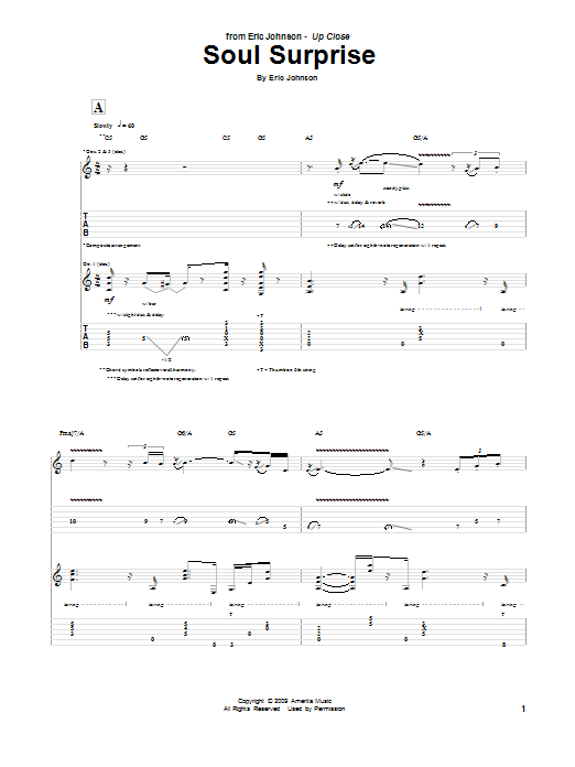 Eric Johnson Soul Surprise Sheet Music Notes & Chords for Guitar Tab - Download or Print PDF