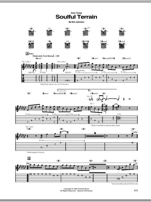 Eric Johnson Soulful Terrain Sheet Music Notes & Chords for Guitar Tab - Download or Print PDF