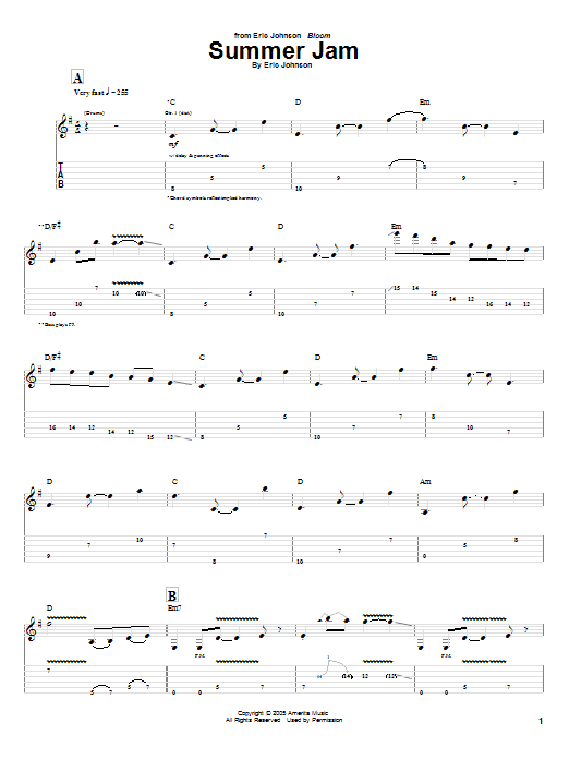 Eric Johnson Summer Jam Sheet Music Notes & Chords for Guitar Tab - Download or Print PDF