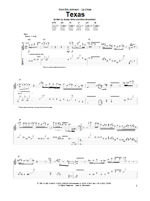Eric Johnson Texas Sheet Music Notes & Chords for Guitar Tab - Download or Print PDF